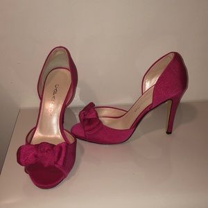 Caparros hot pink peep toe pumps